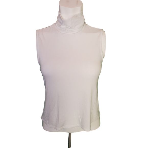 Theory Wendel White Sleeveless Turtleneck Top in Jersey Rib Knit Viscose
Sz L - Picture 6 of 11